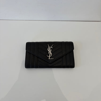 Portefeuille long Saint Laurent cassandre noir