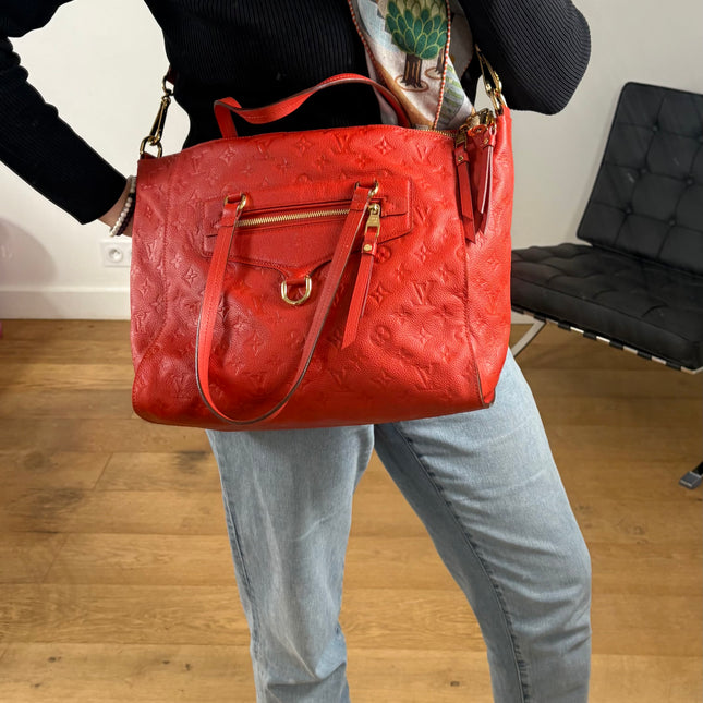 Sac Louis Vuitton Lumineuse cuir empreinte rouge