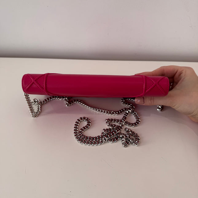 Sac Dior Wallet on chain Diorama rose fushia