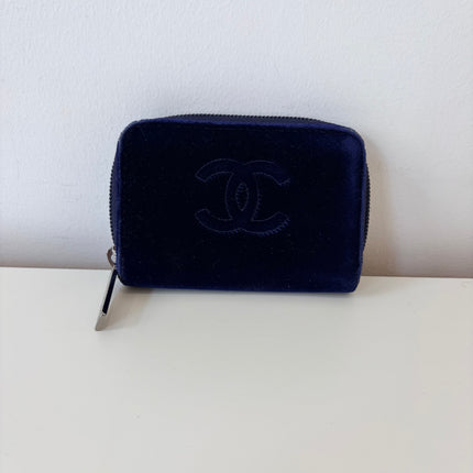 Porte monnaie Chanel bleu velours