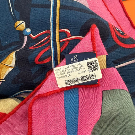 Châle Hermes 140cm Voitures en équilibre