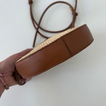 Sac Saint Laurent rond cuir et raphia