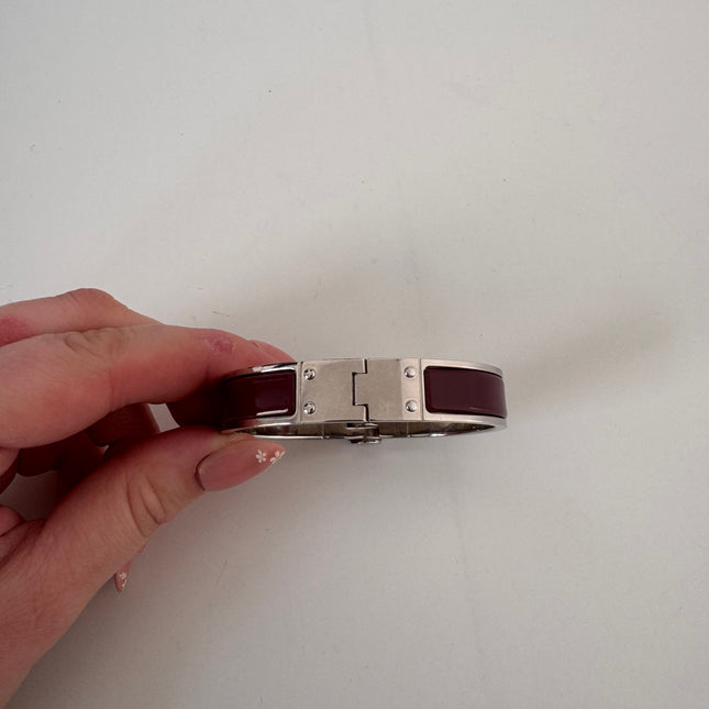 Bracelet Hermès Charnière émail bourgogne S