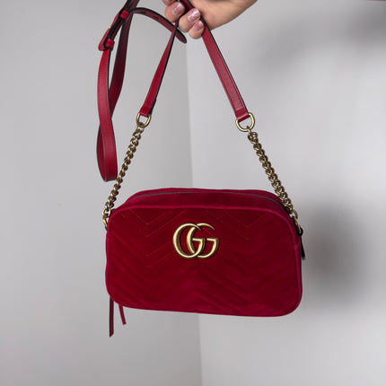 Sac Gucci GG Marmont Velours Velvet Rouge