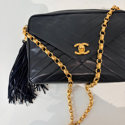 Sac Chanel Caméra Chevrons noir