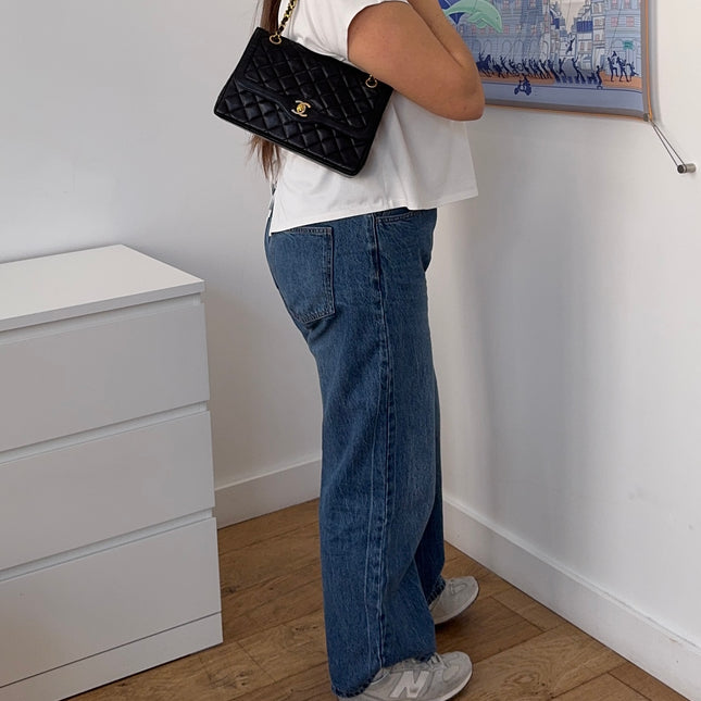 Sac Chanel vintage Fermoir bicolore noir