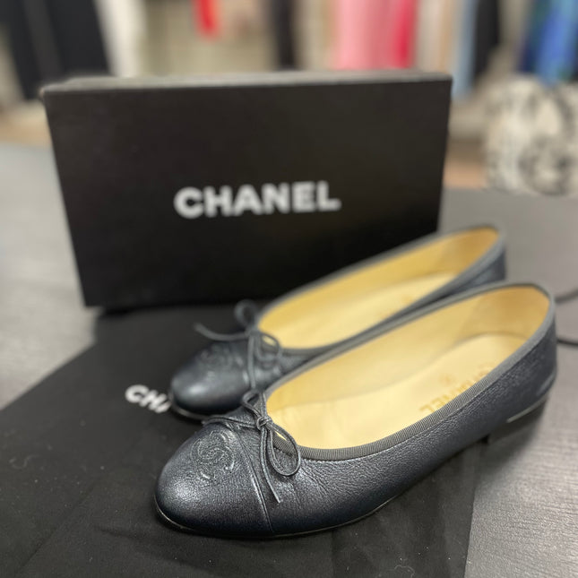 Ballerines Chanel bleues Metalisees T39