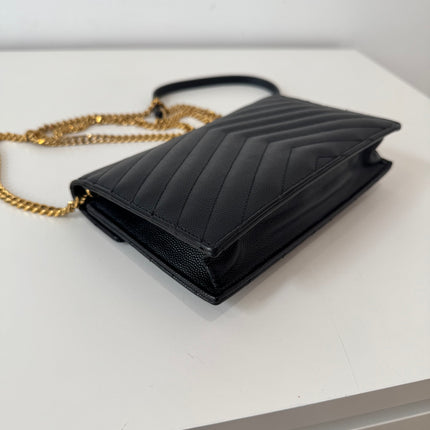 Sac Saint Laurent cassandre enveloppe chain Wallet noir