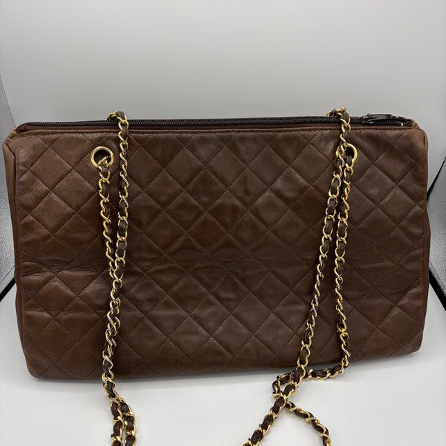 Sac shopping Chanel vintage chocolat