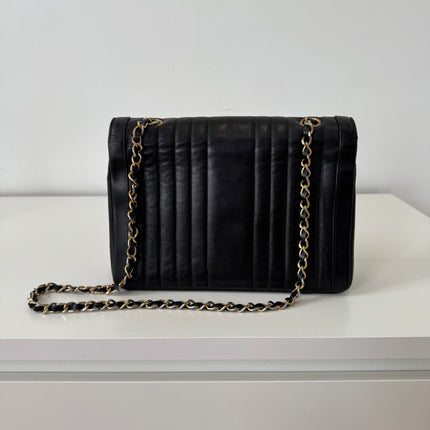 Sac Chanel Épaule Vintage Chevrons Noir