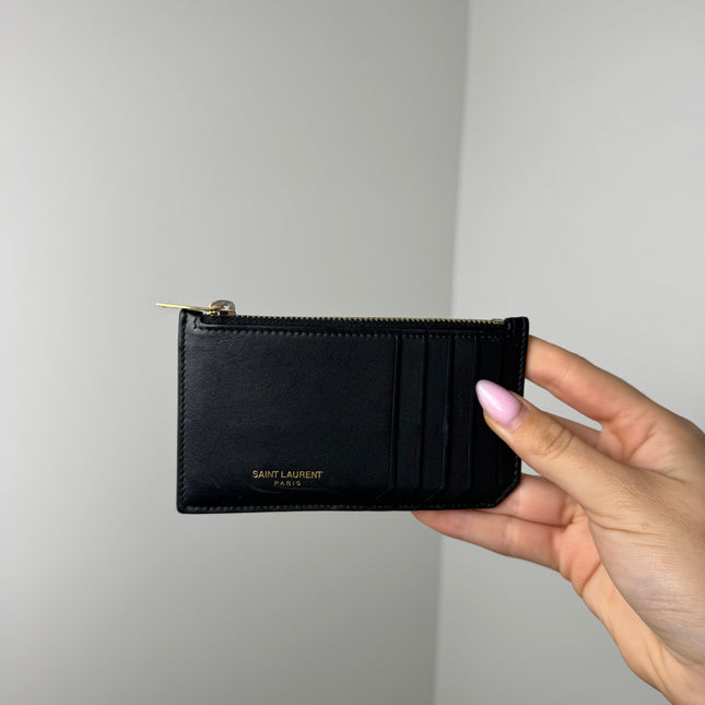 Porte-cartes plat Saint Laurent Noir