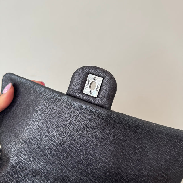 Sac Chanel single flap souple gris métallisé