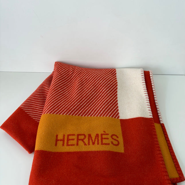 Plaid H Riviera Hermès Terracotta