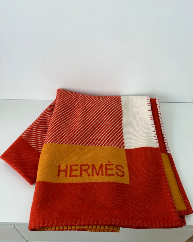 Plaid H Riviera Hermès Terracotta