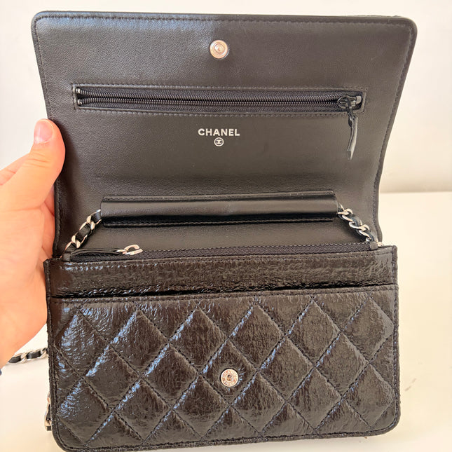 Sac Chanel Wallet on chain noir vernis