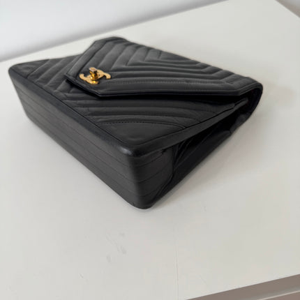Sac Chanel Épaule Vintage Chevrons Noir