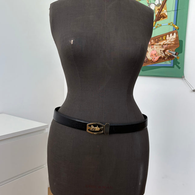 Ceinture Celine cuir noir Calèche T100