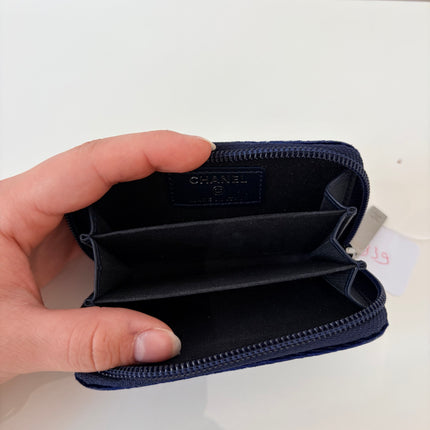 Porte monnaie Chanel bleu velours