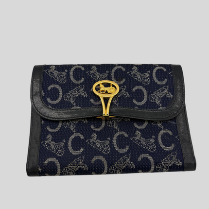 Portefeuille Céline vintage marine fermoir calèche
