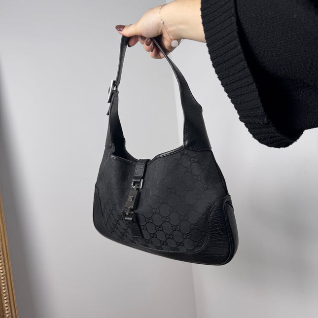 Sac Gucci Jackie toile et cuir noir
