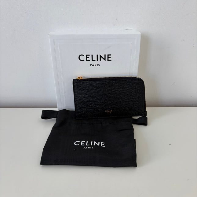 Porte-cartes Celine long zippé Noir