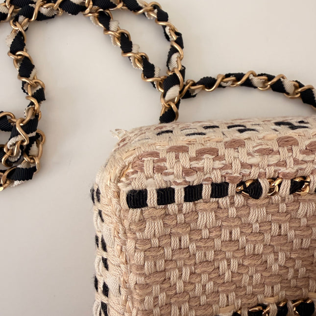 Sac Chanel Small tweed et raphia