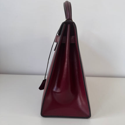 Sac Hermès Kelly 32 box Bordeaux