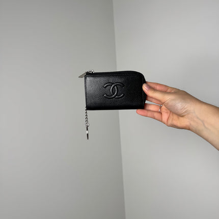 Porte-monnaie Chanel cuir caviar noir