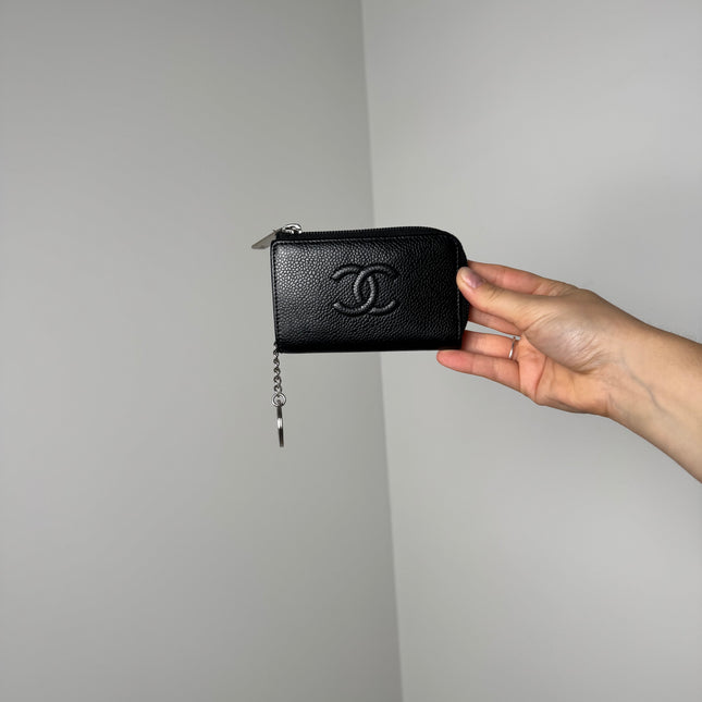 Porte-monnaie Chanel cuir caviar noir