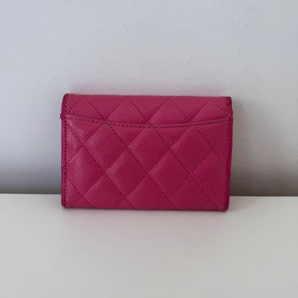 Porte-cartes Chanel à rabat classique rose