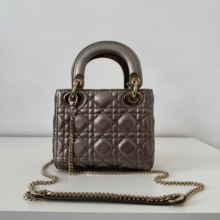 Sac Dior Mini Lady Dior bandoulière Mordoré
