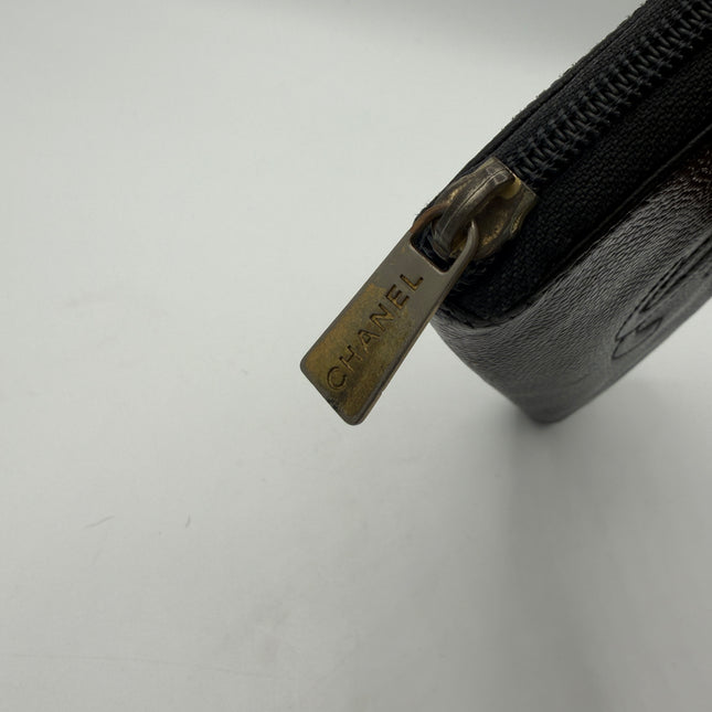 Portefeuille Chanel cuir grainé noir