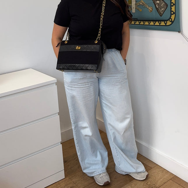 Sac Chanel Cabas Cuir & Tissu vintage