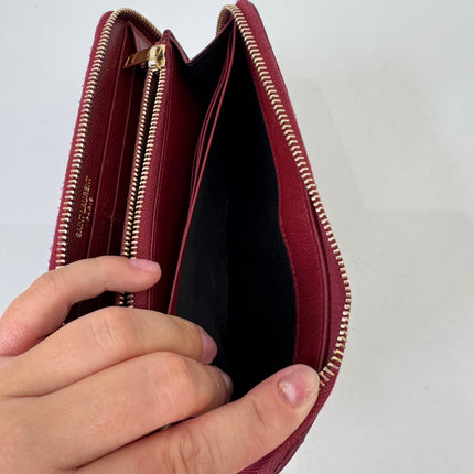 Portefeuille Saint Laurent Cassandre zip Bordeaux