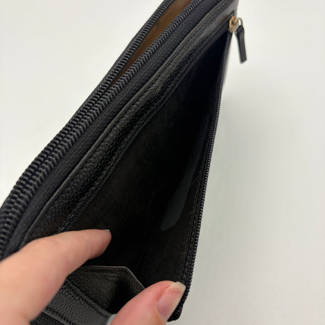 Portefeuille Chanel cuir grainé noir
