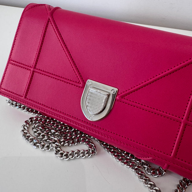 Sac Dior Wallet on chain Diorama rose fushia
