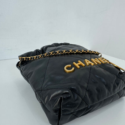 Sac chanel mini 22 cuir noir bandoulière