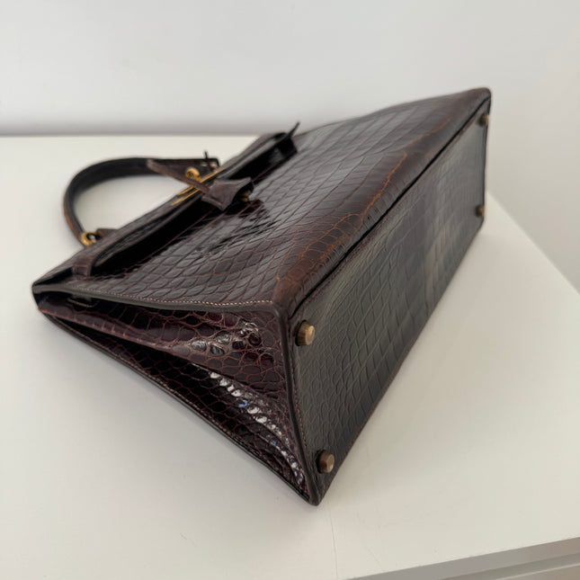 Sac Hermès Kelly 32 Crocodile Chocolat