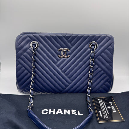 Sac Chanel Cabas Chevrons Bleu Marine