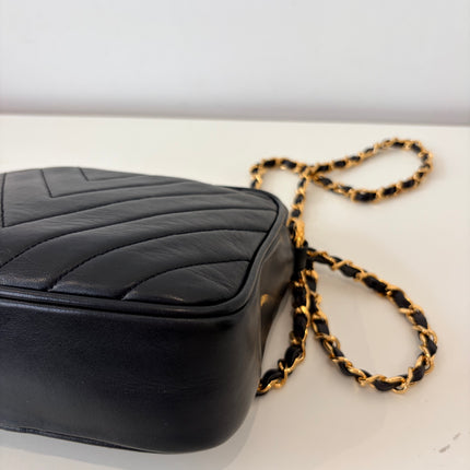 Sac Chanel Caméra Chevrons Noir