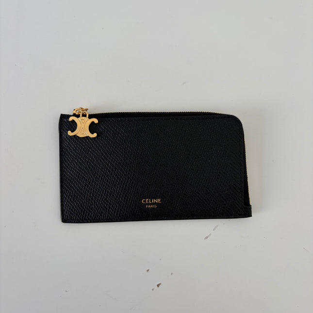 Porte-cartes Celine long zippé Noir