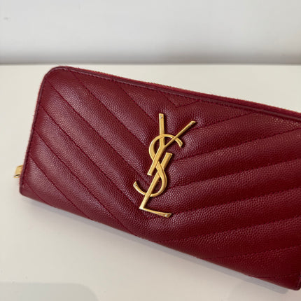 Portefeuille Saint Laurent Cassandre zip Bordeaux
