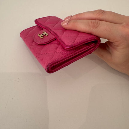 Porte-cartes Chanel à rabat classique rose