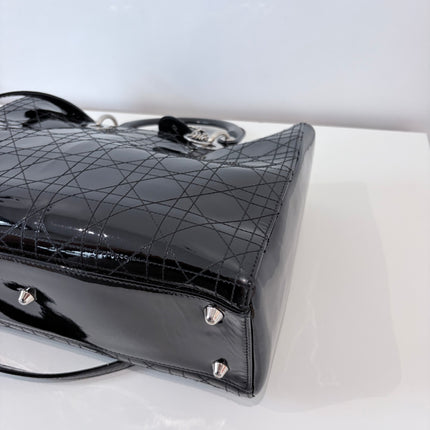 Sac Dior Lady Dior Large Noir Vernis