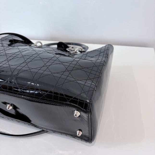 Sac Dior Lady Dior Large Noir Vernis