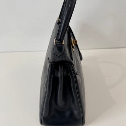 Sac Hermès Kelly 28 Cuir box Marine