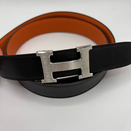 Boucle de ceinture Hermes + cuir de ceinture réversible 32mm