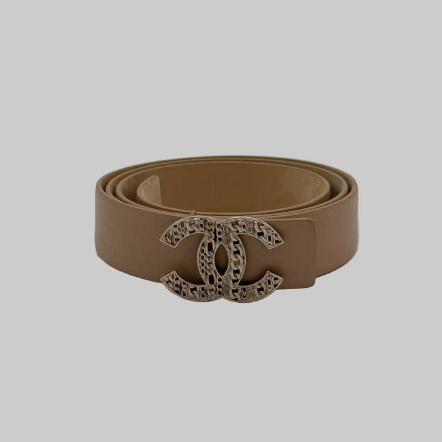 Ceinture Chanel cuir Beige