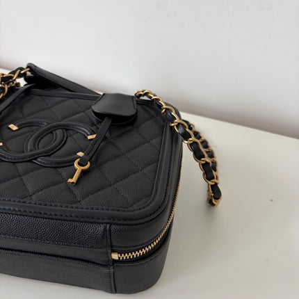 Sac Chanel vanity bandoulière veau grainé noir