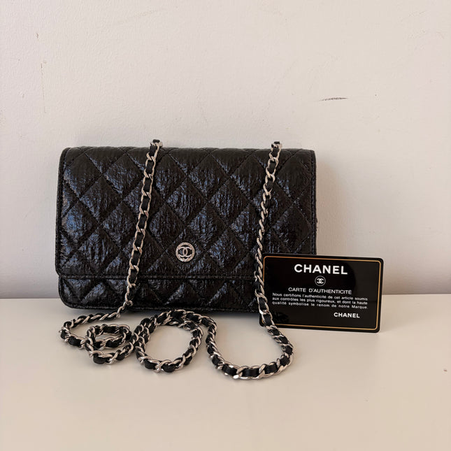 Sac Chanel Wallet on chain noir vernis